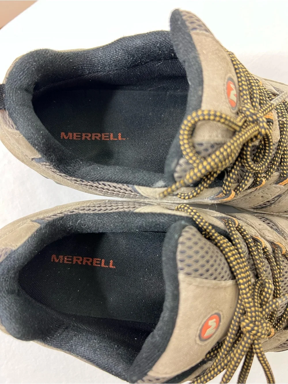 Merrell Men's Brown Waterproof Hiking Boots with Orange Accents